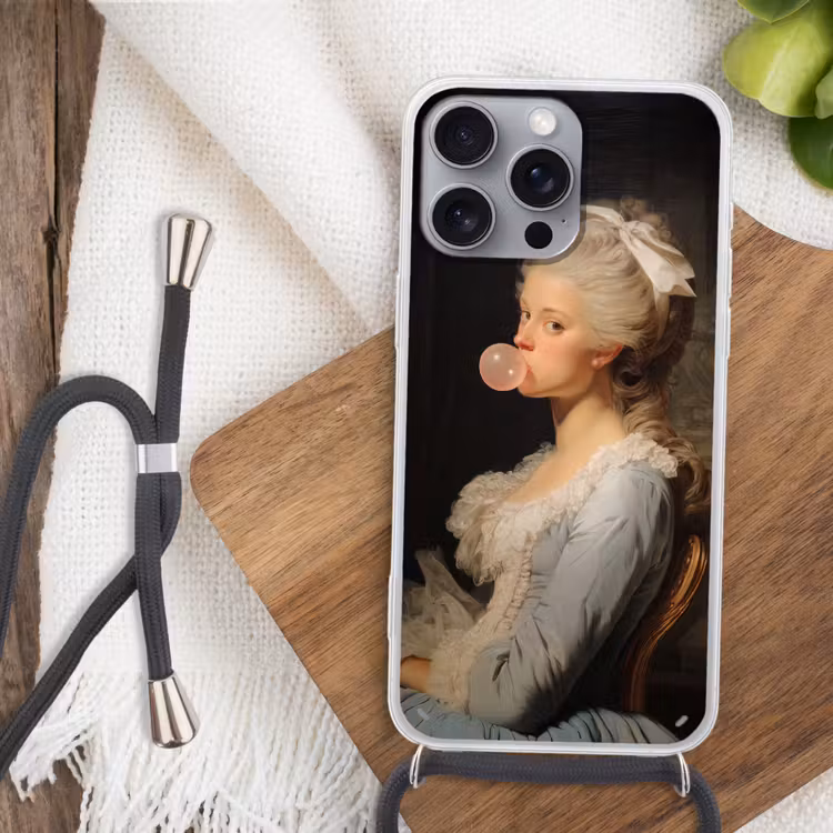 Vrouw - Barokjurk - Kauwgom Hoesje iPhone 16 Pro Max met koord klein -sfeer4