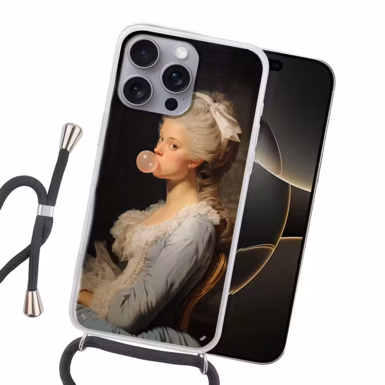 Vrouw - Barokjurk - Kauwgom Hoesje iPhone 16 Pro Max met koord klein -sfeer1