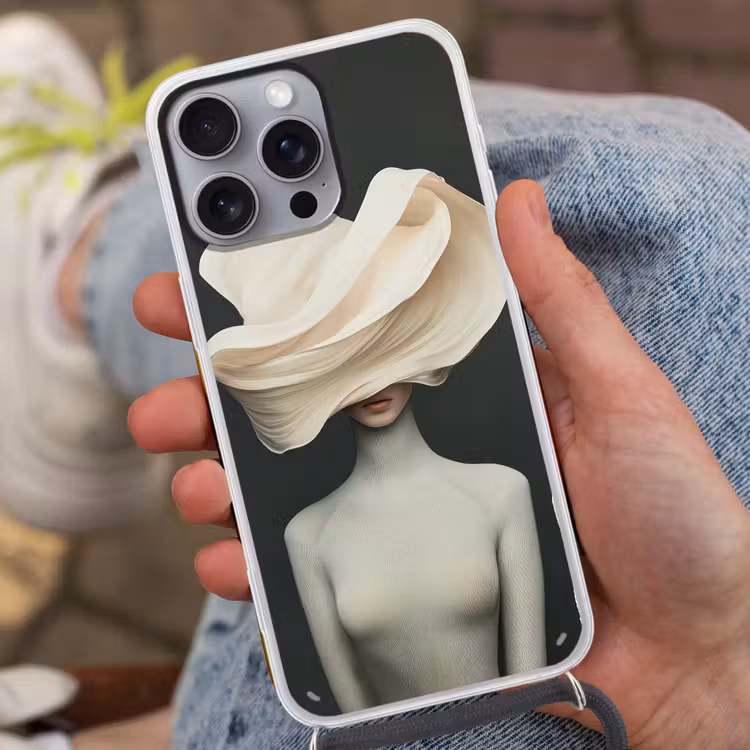 Vrouw - Beige - hoed Hoesje iPhone 16 Pro Max met koord klein -sfeer3