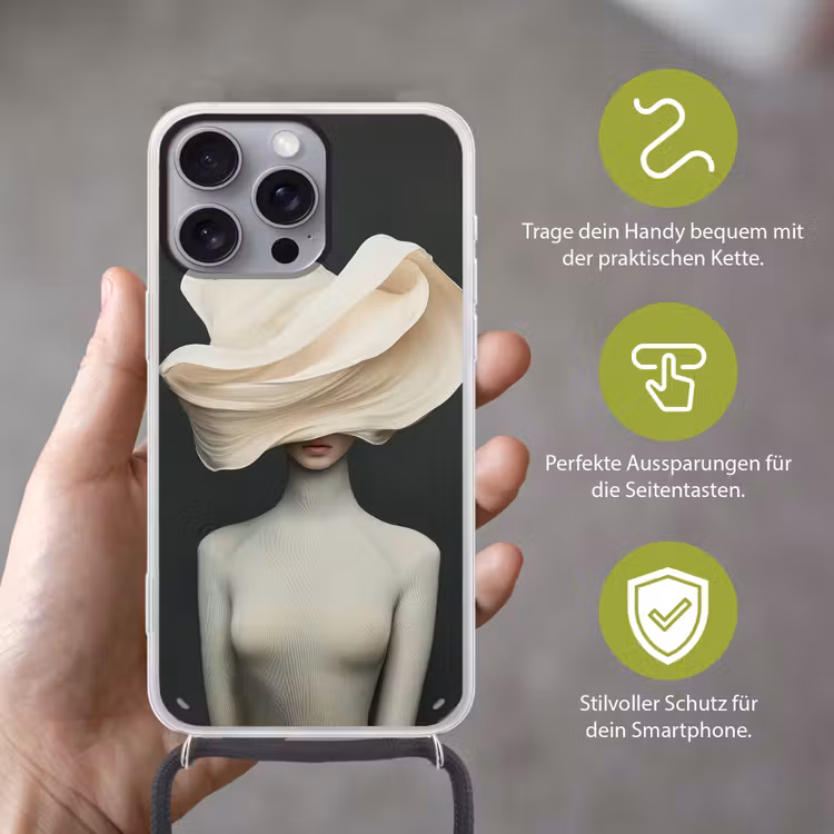 Vrouw - Beige - hoed Hoesje iPhone 16 Pro Max met koord klein -sfeer2_DE