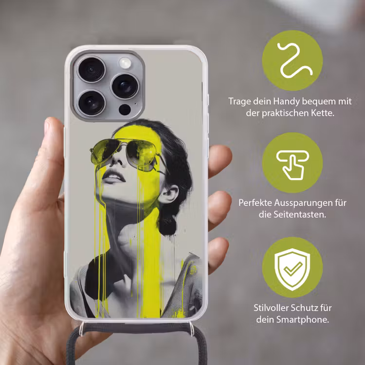 Vrouw - Bril - Verf Hoesje iPhone 16 Pro Max met koord klein -sfeer2_DE