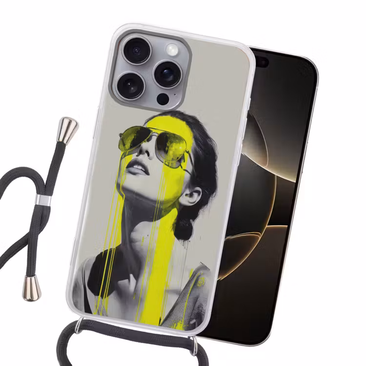 Vrouw - Bril - Verf Hoesje iPhone 16 Pro Max met koord klein -sfeer1