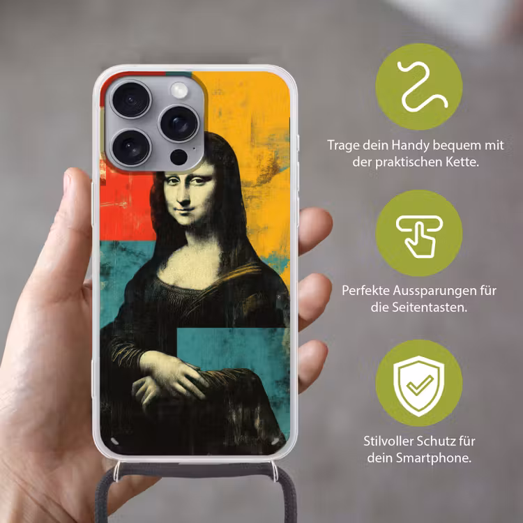 Vrouw - Kleurvlakken - Klassieke schilderkunst Hoesje iPhone 16 Pro Max met koord klein -sfeer2_DE