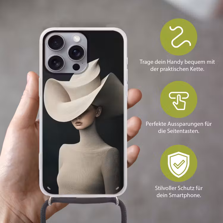Vrouw - Golvende - Hoed Hoesje iPhone 16 Pro Max met koord klein -sfeer2_DE