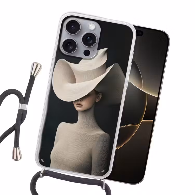 Vrouw - Golvende - Hoed Hoesje iPhone 16 Pro Max met koord klein -sfeer1
