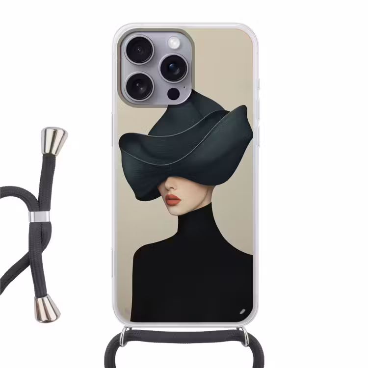 Vrouw - Groen - Hoed Hoesje iPhone 16 Pro Max met koord klein -3d