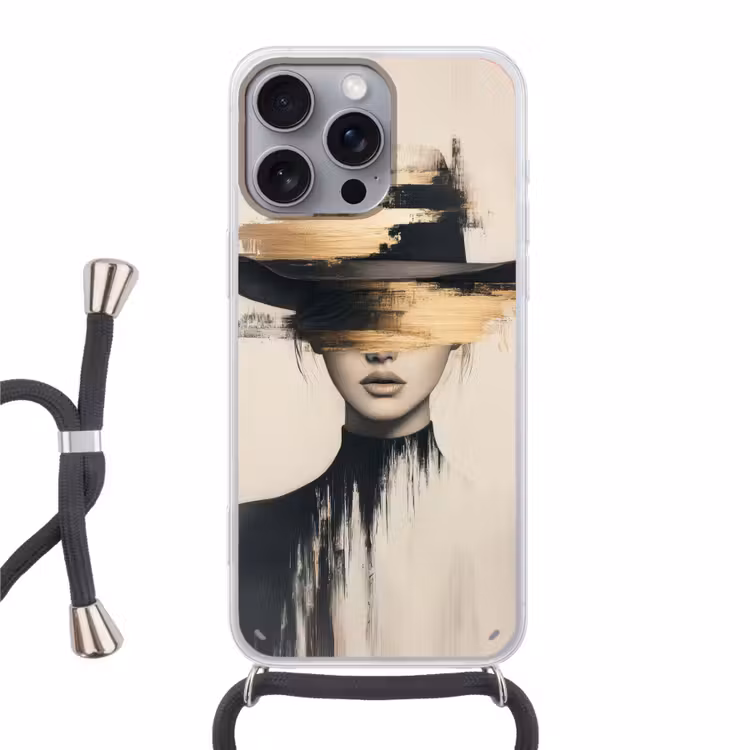 Vrouw - Hoed - Verf Hoesje iPhone 16 Pro Max met koord klein -3d