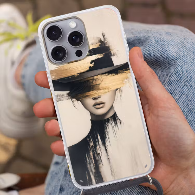 Vrouw - Hoed - Verf Hoesje iPhone 16 Pro Max met koord klein -sfeer3