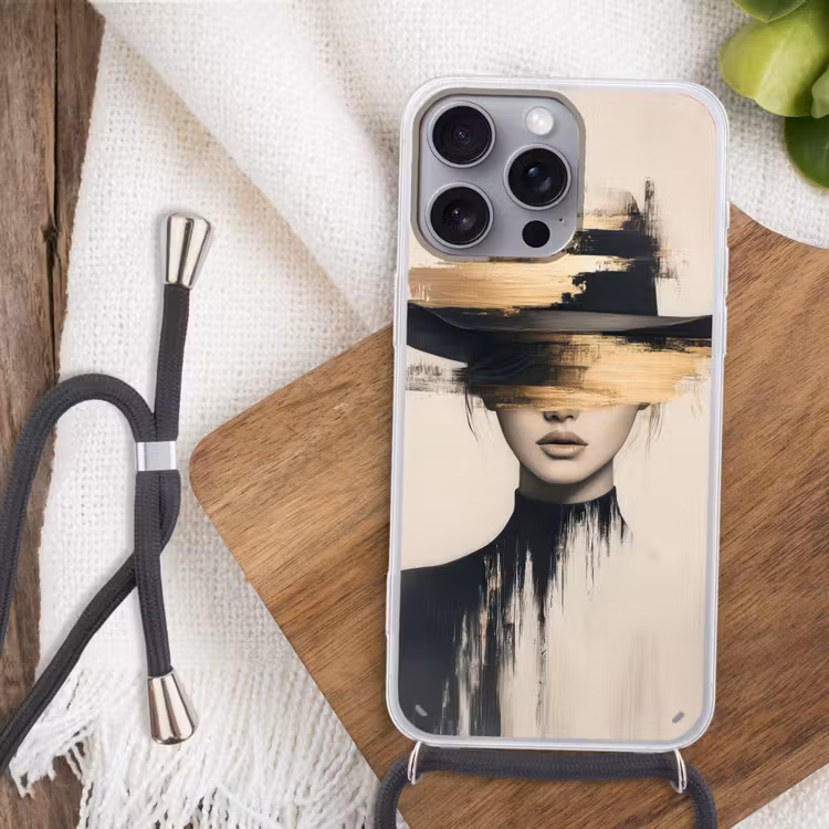 Vrouw - Hoed - Verf Hoesje iPhone 16 Pro Max met koord klein -sfeer4