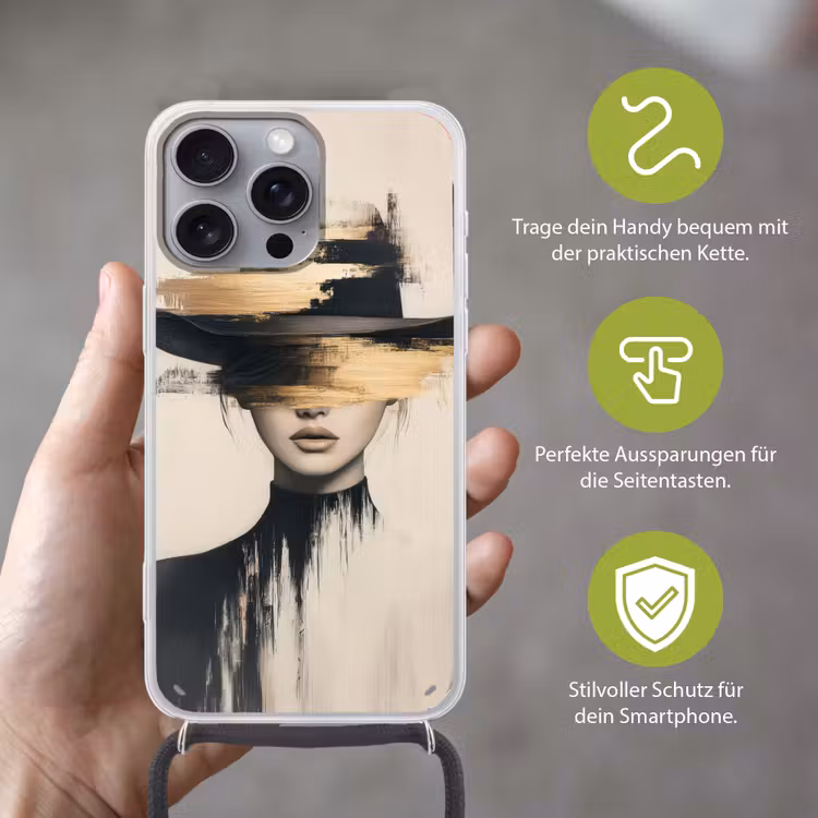 Vrouw - Hoed - Verf Hoesje iPhone 16 Pro Max met koord klein -sfeer2_DE