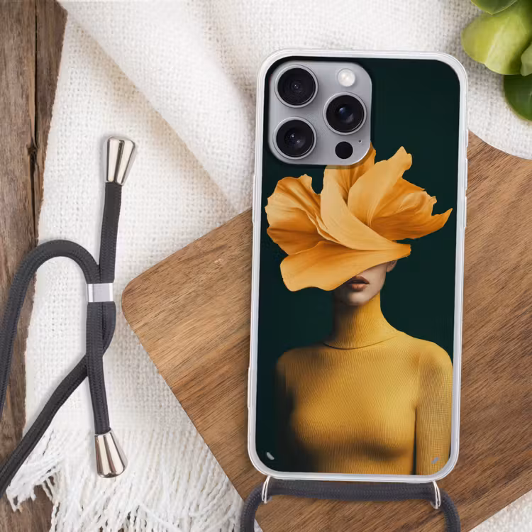 Vrouw - Hoed - Geel Hoesje iPhone 16 Pro Max met koord klein -sfeer4