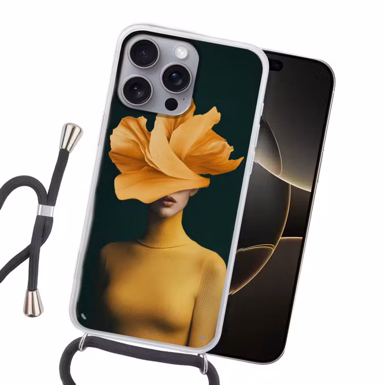 Vrouw - Hoed - Geel Hoesje iPhone 16 Pro Max met koord klein -sfeer1
