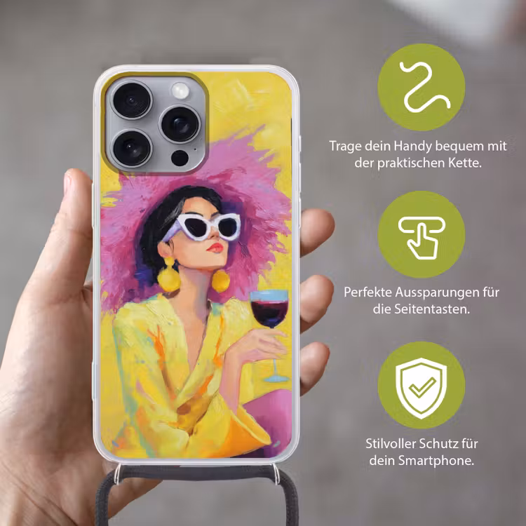 Vrouw - Hoed - Paars - Wijn Hoesje iPhone 16 Pro Max met koord klein -sfeer2_DE