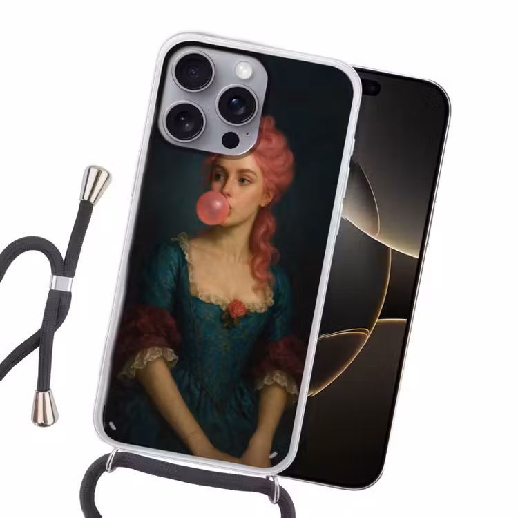 Vrouw - Portret - Kauwgombel Hoesje iPhone 16 Pro Max met koord klein -sfeer1