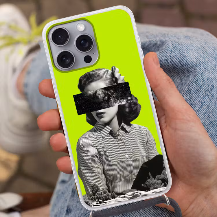 Vrouw - Sterrenhemel - Groen Hoesje iPhone 16 Pro Max met koord klein -sfeer3
