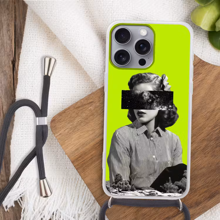 Vrouw - Sterrenhemel - Groen Hoesje iPhone 16 Pro Max met koord klein -sfeer4