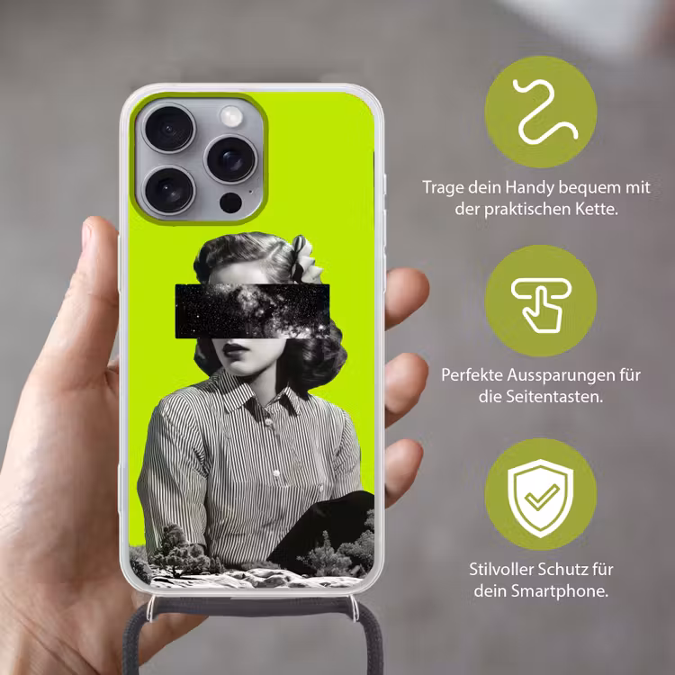 Vrouw - Sterrenhemel - Groen Hoesje iPhone 16 Pro Max met koord klein -sfeer2_DE