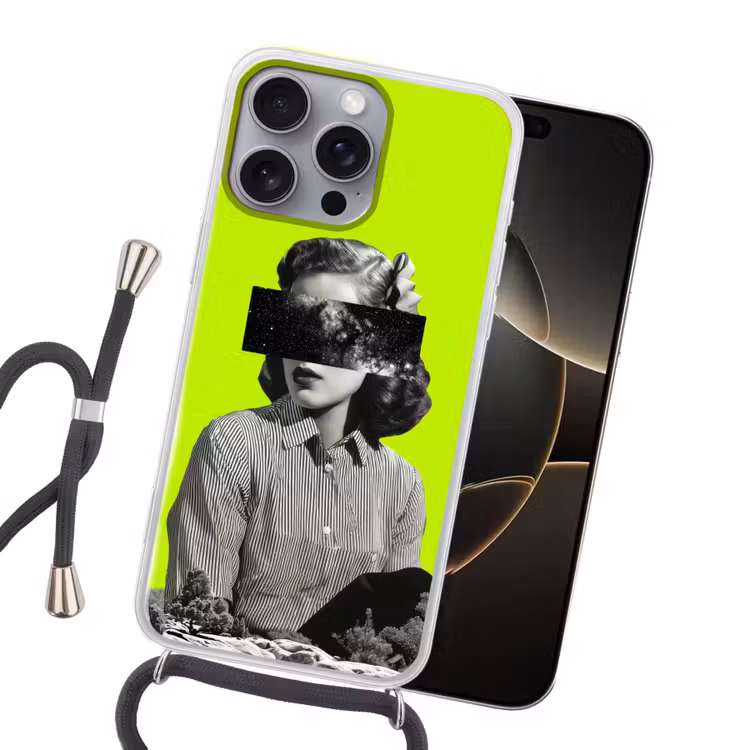 Vrouw - Sterrenhemel - Groen Hoesje iPhone 16 Pro Max met koord klein -sfeer1