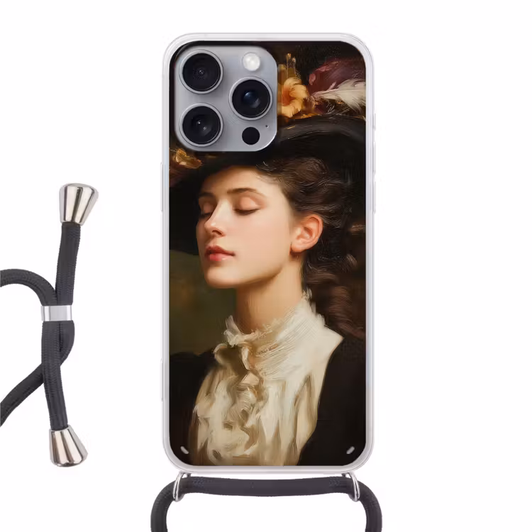 Vrouw - Victoriaans - Portret Hoesje iPhone 16 Pro Max met koord klein -3d