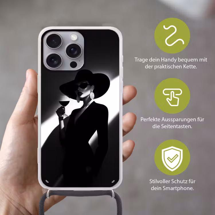 Vrouw - Wijn - Chic Hoesje iPhone 16 Pro Max met koord klein -sfeer2_DE