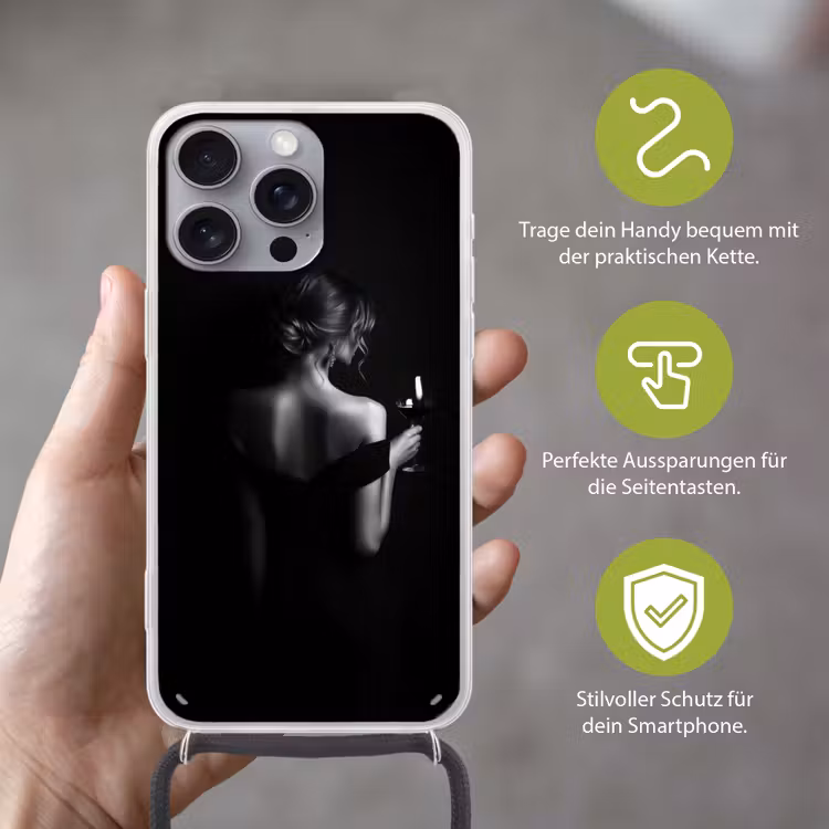 Vrouw - Wijn - Jurk Hoesje iPhone 16 Pro Max met koord klein -sfeer2_DE