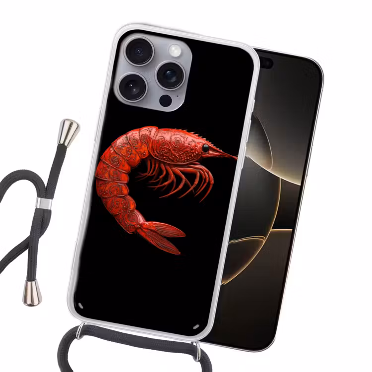 Garnaal - Rood - Dieren Hoesje iPhone 16 Pro Max met koord klein -sfeer1