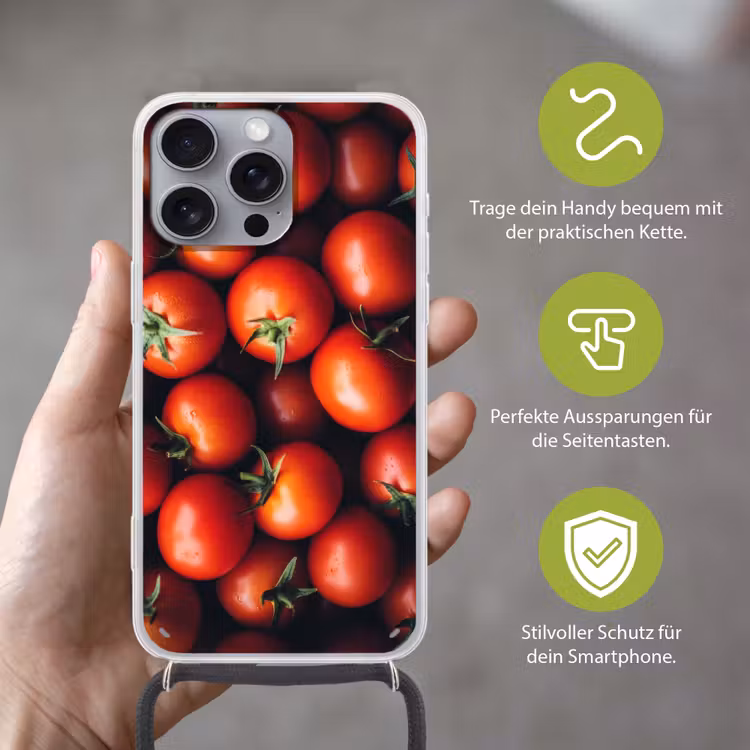 Groente - Rood - Tomaten Hoesje iPhone 16 Pro Max met koord klein -sfeer2_DE