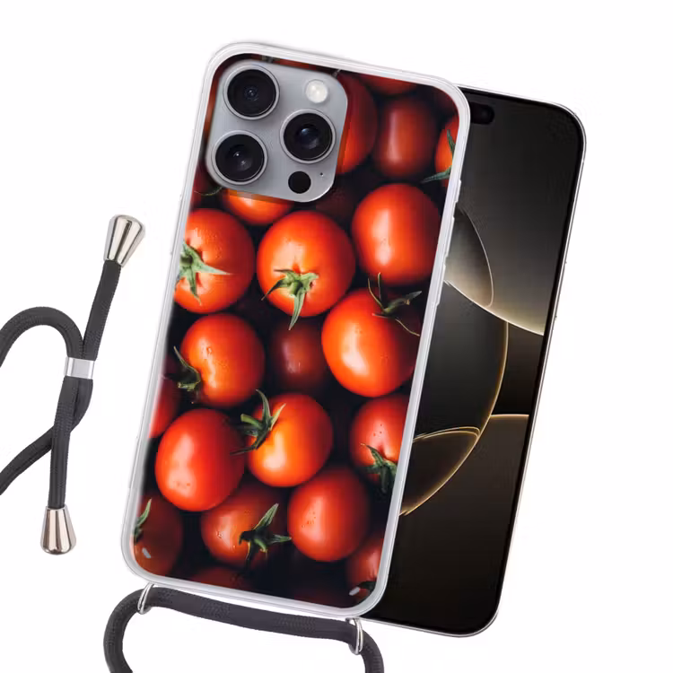 Groente - Rood - Tomaten Hoesje iPhone 16 Pro Max met koord klein -sfeer1