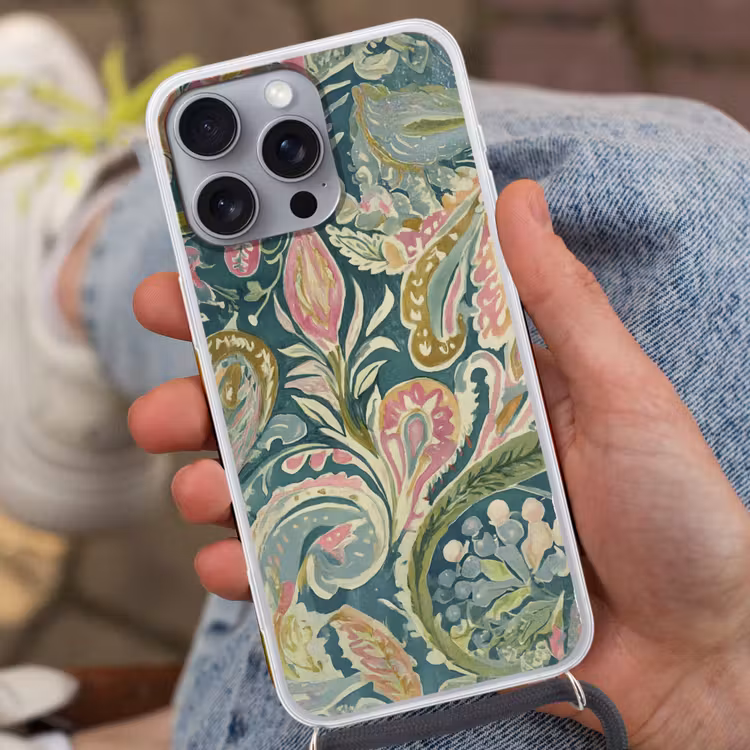 Patroon - Kleurrijk - Sierlijk - Groen Hoesje iPhone 16 Pro Max met koord klein -sfeer3