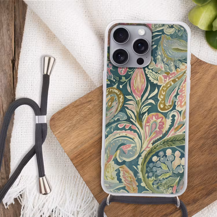 Patroon - Kleurrijk - Sierlijk - Groen Hoesje iPhone 16 Pro Max met koord klein -sfeer4
