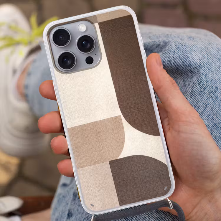 Geometrisch - Geweven structuur - Modern Hoesje iPhone 16 Pro Max met koord klein -sfeer3