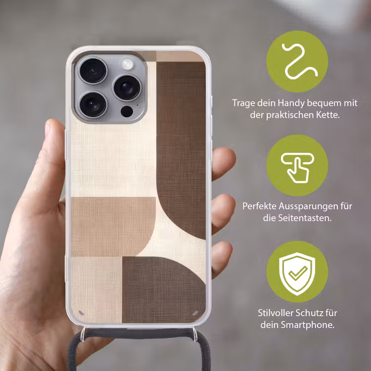 Geometrisch - Geweven structuur - Modern Hoesje iPhone 16 Pro Max met koord klein -sfeer2_DE
