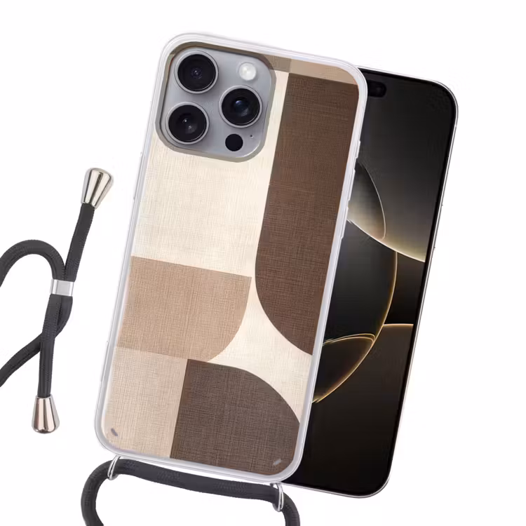Geometrisch - Geweven structuur - Modern Hoesje iPhone 16 Pro Max met koord klein -sfeer1