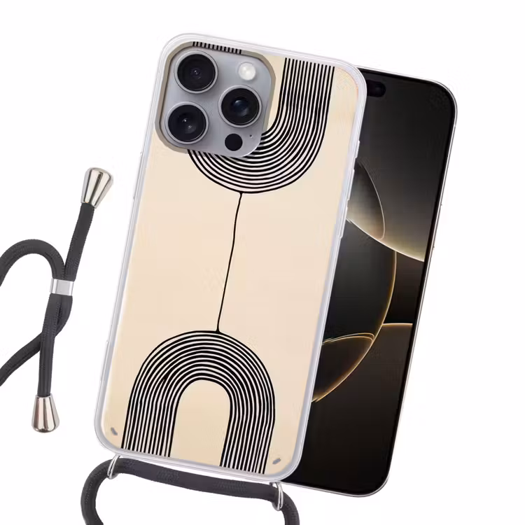 Geometrische bogen - Minimalistisch - Symmetrisch Hoesje iPhone 16 Pro Max met koord klein -sfeer1