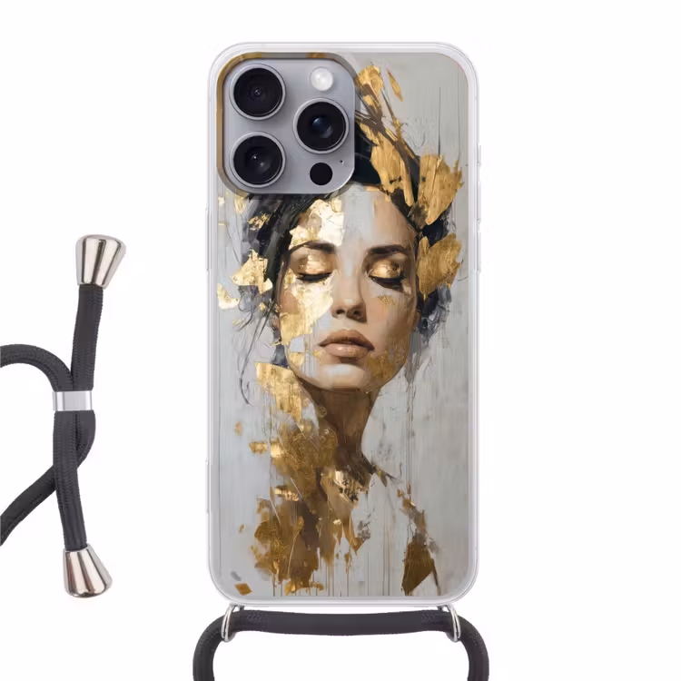 Sierlijk - Vrouw - Goud - Ogen Hoesje iPhone 16 Pro Max met koord klein -3d