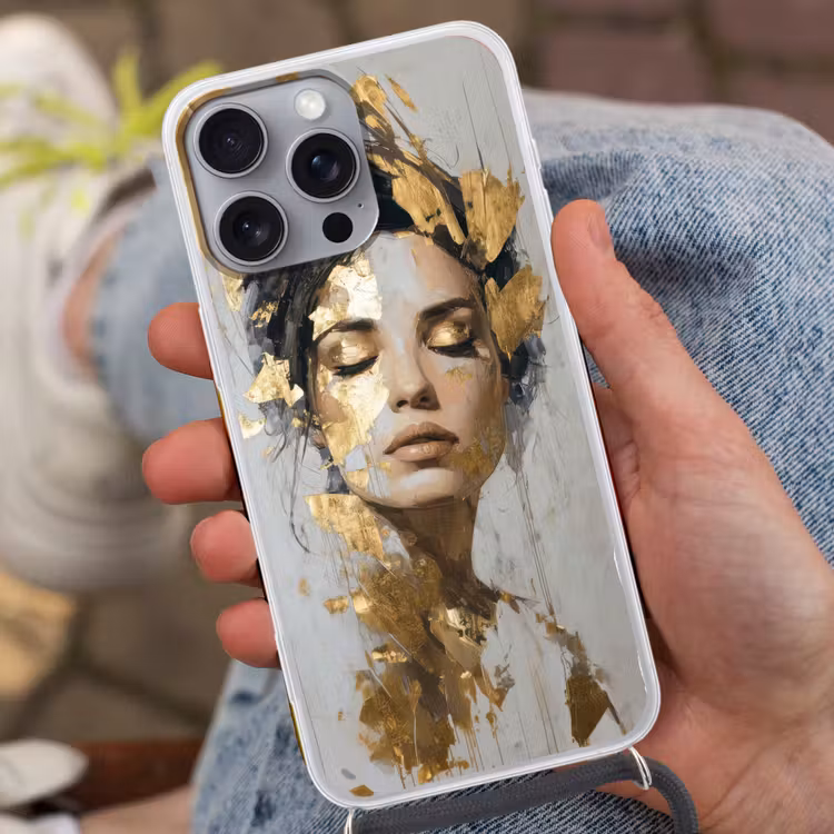 Sierlijk - Vrouw - Goud - Ogen Hoesje iPhone 16 Pro Max met koord klein -sfeer3