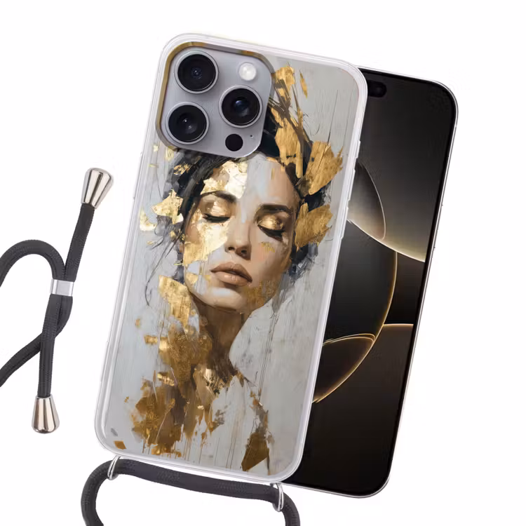 Sierlijk - Vrouw - Goud - Ogen Hoesje iPhone 16 Pro Max met koord klein -sfeer1