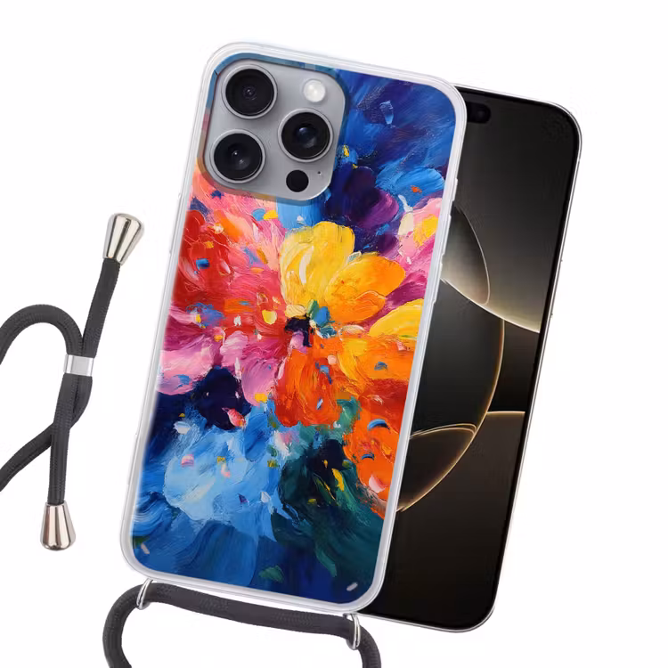 Golvend - Energie - warm Hoesje iPhone 16 Pro Max met koord klein -sfeer1