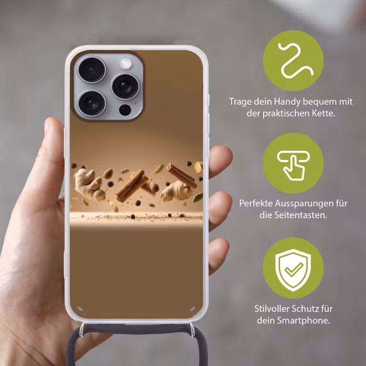 Specerijen - Zweven dynamisch - Geurassociaties Hoesje iPhone 16 Pro Max met koord klein -sfeer2_DE