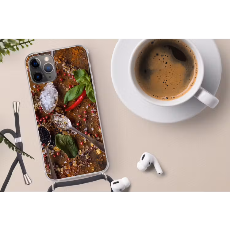 Specerijen - Kruiden - Lepels - Zout - Bruin - Keuken Hoesje iPhone 12 Pro met koord klein -oordop