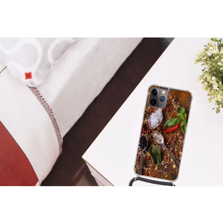Specerijen - Kruiden - Lepels - Zout - Bruin - Keuken Hoesje iPhone 12 Pro met koord klein -kamer