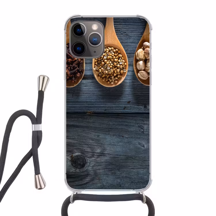 Kruiden - Lepels - Hout - Keuken - Specerijen - Industrieel Hoesje iPhone 12 Pro met koord klein -3d