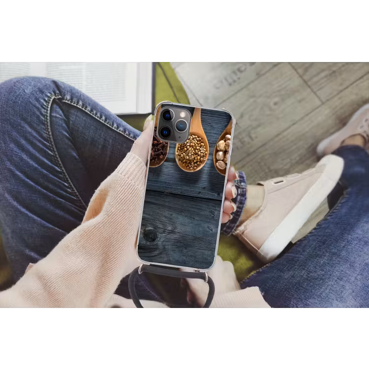 Kruiden - Lepels - Hout - Keuken - Specerijen - Industrieel Hoesje iPhone 12 Pro met koord klein -hand