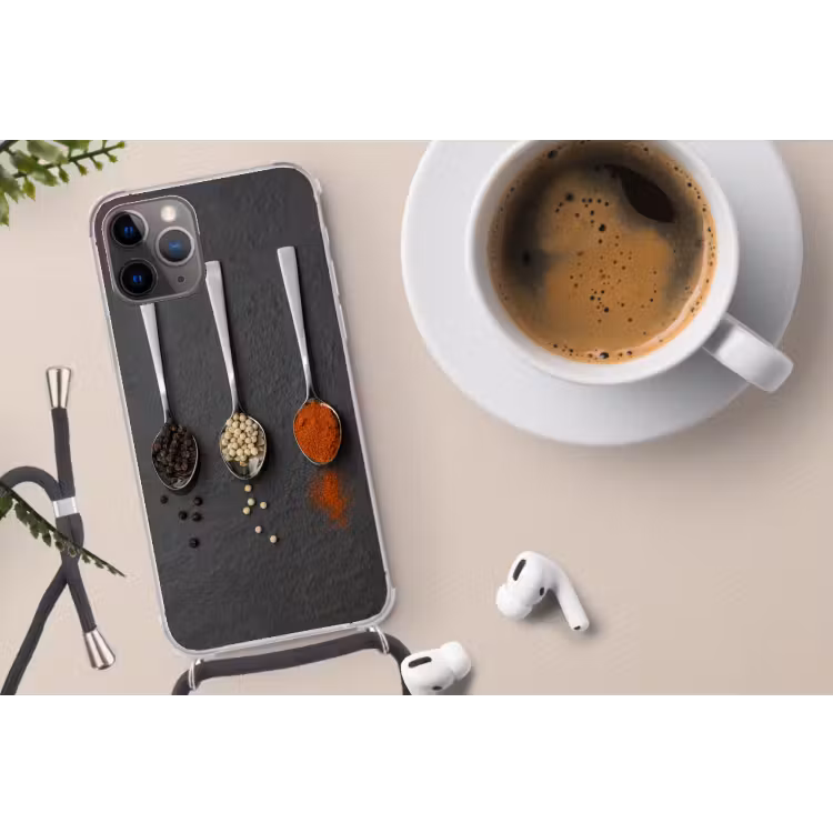 Specerijen - Lepels - Tafel - Rustiek - Kruiden Hoesje iPhone 12 Pro met koord klein -oordop