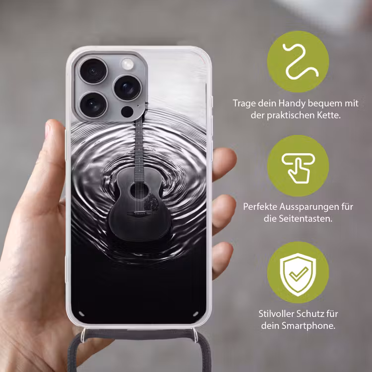 Gitaar - Hout - Water Hoesje iPhone 16 Pro Max met koord klein -sfeer2_DE