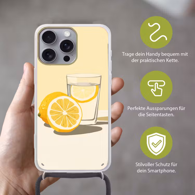 Glas - Citroenschijfjes - Geel Hoesje iPhone 16 Pro Max met koord klein -sfeer2_DE