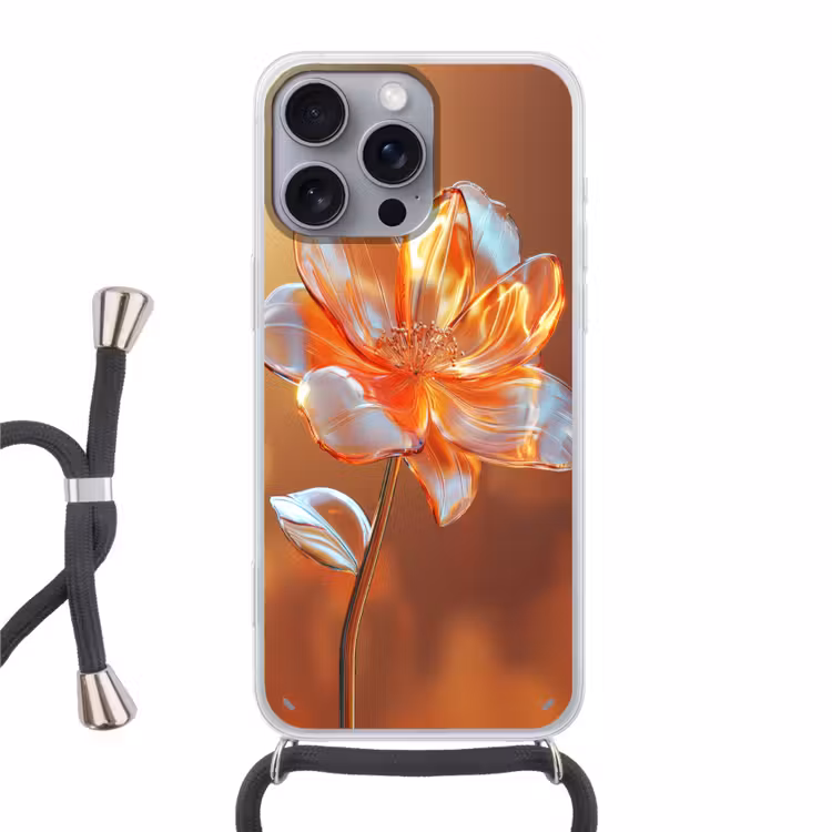 Glazen - Bloem - Zonlicht Hoesje iPhone 16 Pro Max met koord klein -3d