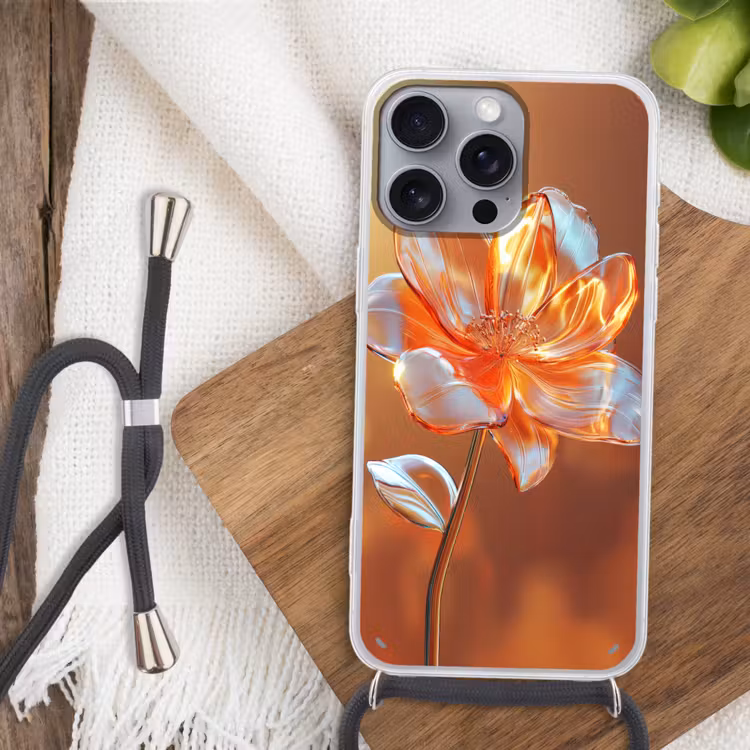 Glazen - Bloem - Zonlicht Hoesje iPhone 16 Pro Max met koord klein -sfeer4