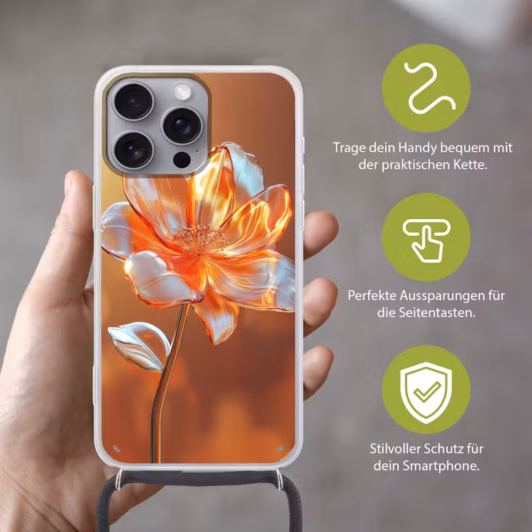 Glazen - Bloem - Zonlicht Hoesje iPhone 16 Pro Max met koord klein -sfeer2_DE