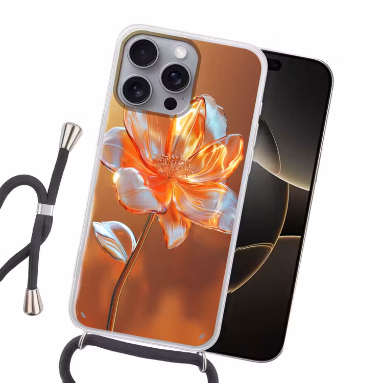 Glazen - Bloem - Zonlicht Hoesje iPhone 16 Pro Max met koord klein -sfeer1